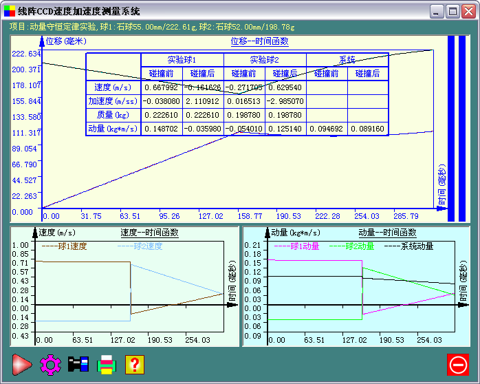 XBL-1500M动量守恒定律实验仪拟合数据界面